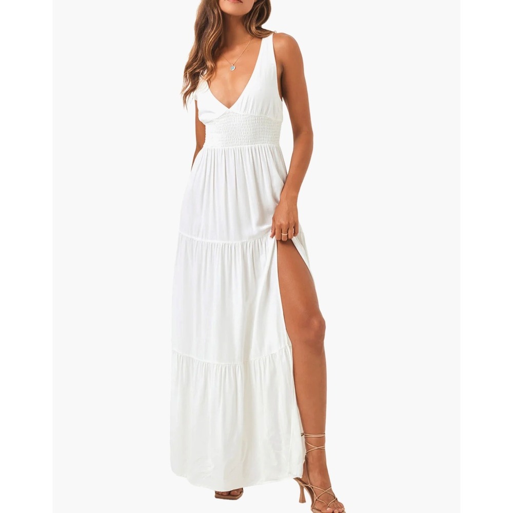 L*Space‎ Lilikoi Tiered Maxi Dress in White sz S